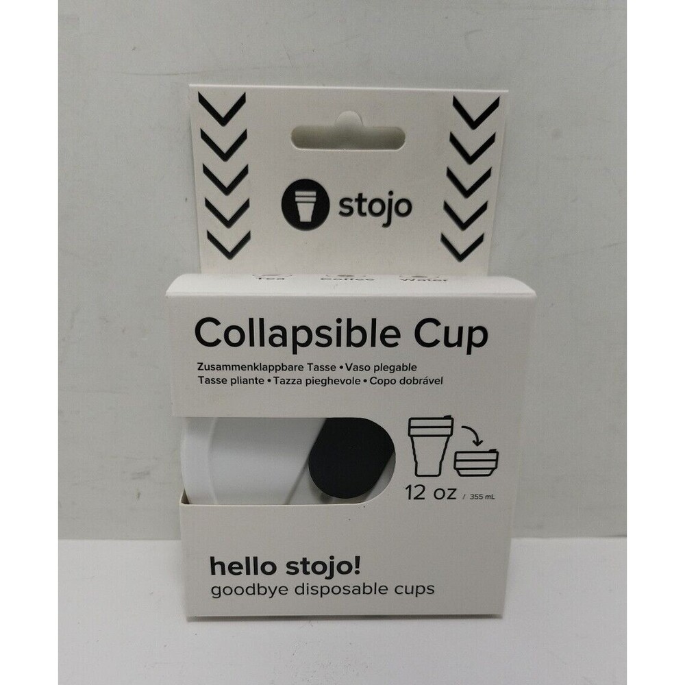 Stojo Collapsible Pocket Cup-Black/white-Eco Friendly-12oz-Comes With No Stray